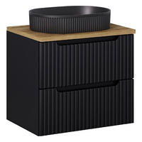 WASCHTISCHKOMBI 60 cm 3Teile - Nova Black N BM67 in Schwarz/ Evoke Eiche - Schwarz/Eiche Artisan, Holz (60/57/40cm)