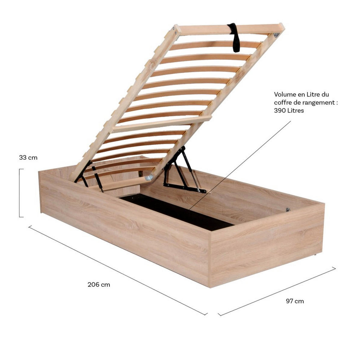 BETT BILBAO mit Lattenrost 90x200 - Eiche Hell Dekor - Sonoma Eiche, Holzwerkstoff (90/200cm) - Weber Industries
