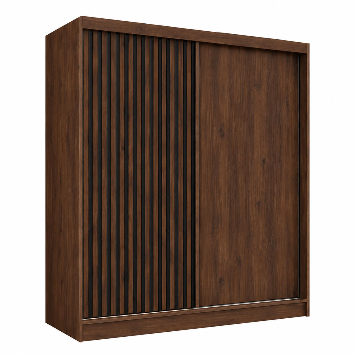 KLEIDERSCHRANK Lumil 200 cm Nussbaum Warmia Griffe schwarz - Nussbaumfarben, Holzwerkstoff (200/216/61cm) - KS Home Concept