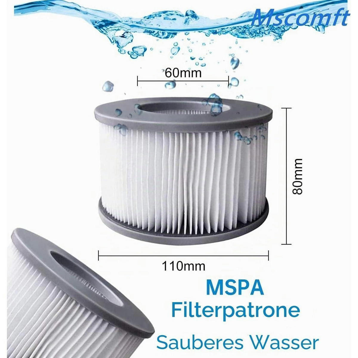 FILTERKARTUSCHE 4er Set für Whirlpools und Spas - Grau, Kunststoff (10.5/6.7/10.5cm)
