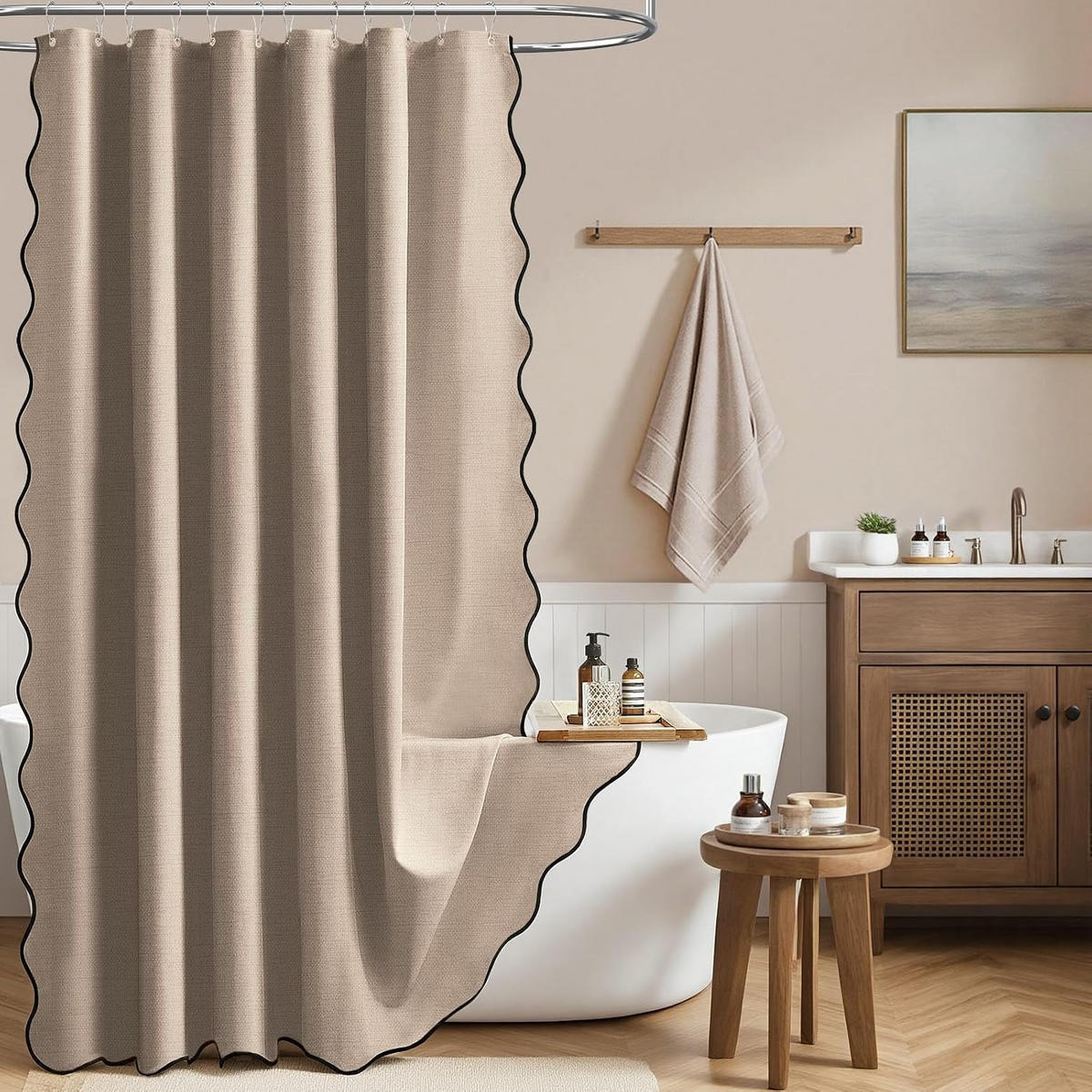 DUSCHVORHANG – 183 x 183 cm – inklusive Haken – Braun - Braun, Textil (183/183cm)