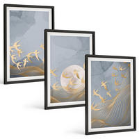 BILDER SET 3er Set - 40x60 cm Schwarzer Rahmen - Vögel, die am Himmel fliegen - Schwarz, Kunststoff (40/60cm) - TULUP
