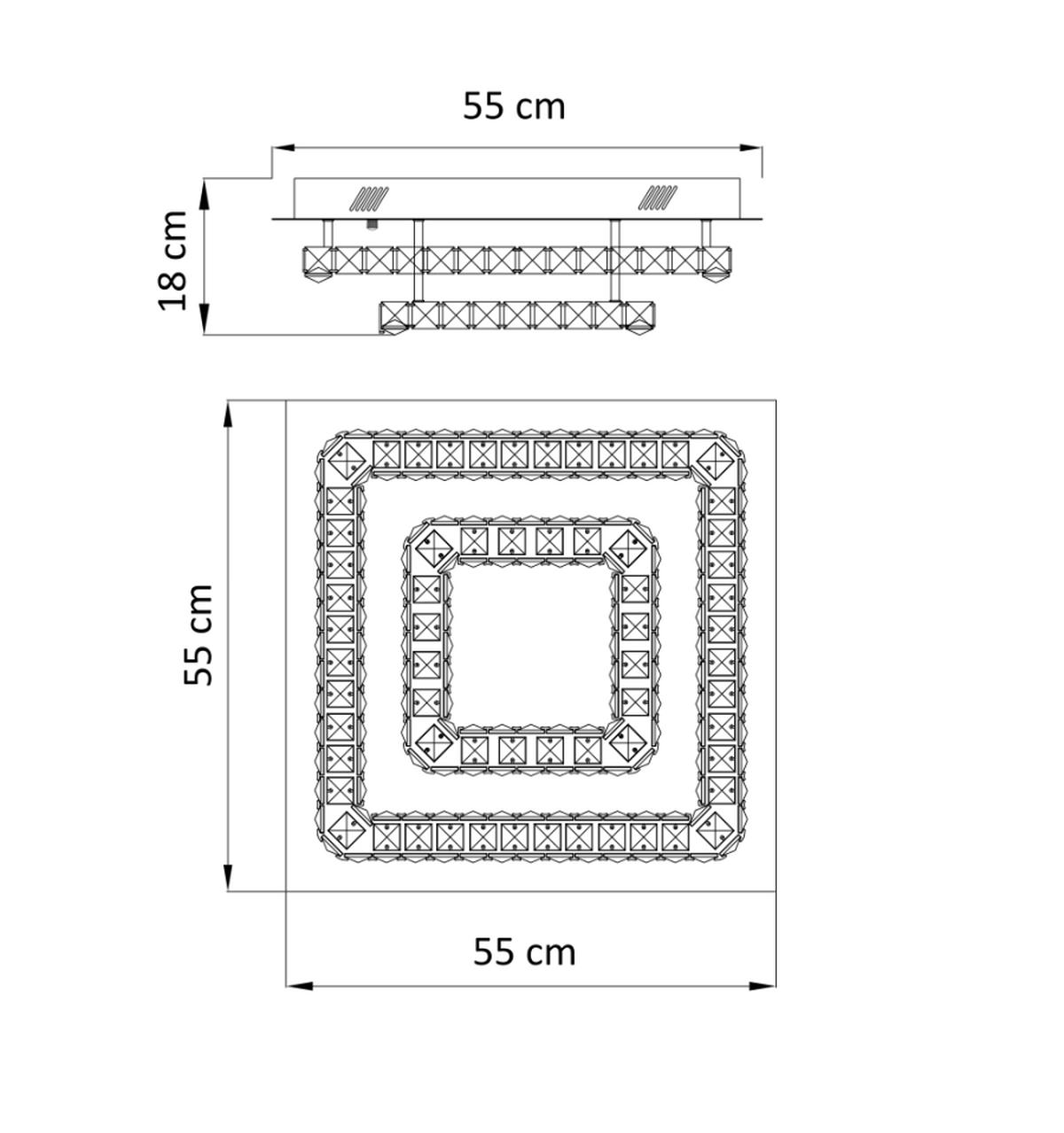 DECKENLEUCHTE Wade, Silber/Chrom, 55cm - Chromfarben, Glas (55/55/18cm) - KOSILUM