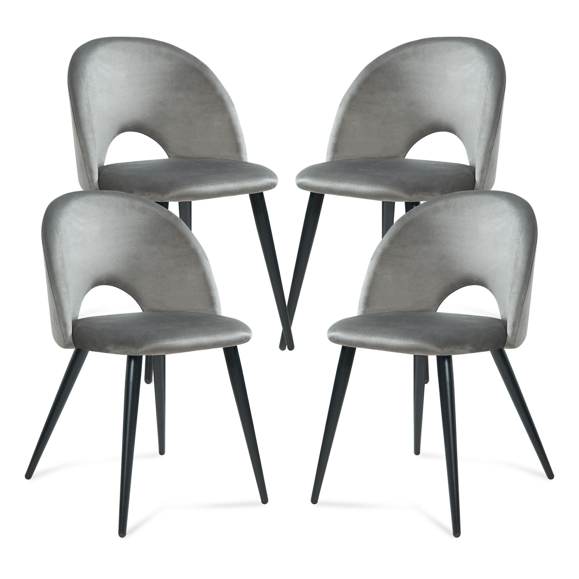 ESSZIMMERSTUHL-SET 4 TLG. Karijoki - Schwarz/Grau, Textil/Metall (50/77/55cm) - [en.casa]
