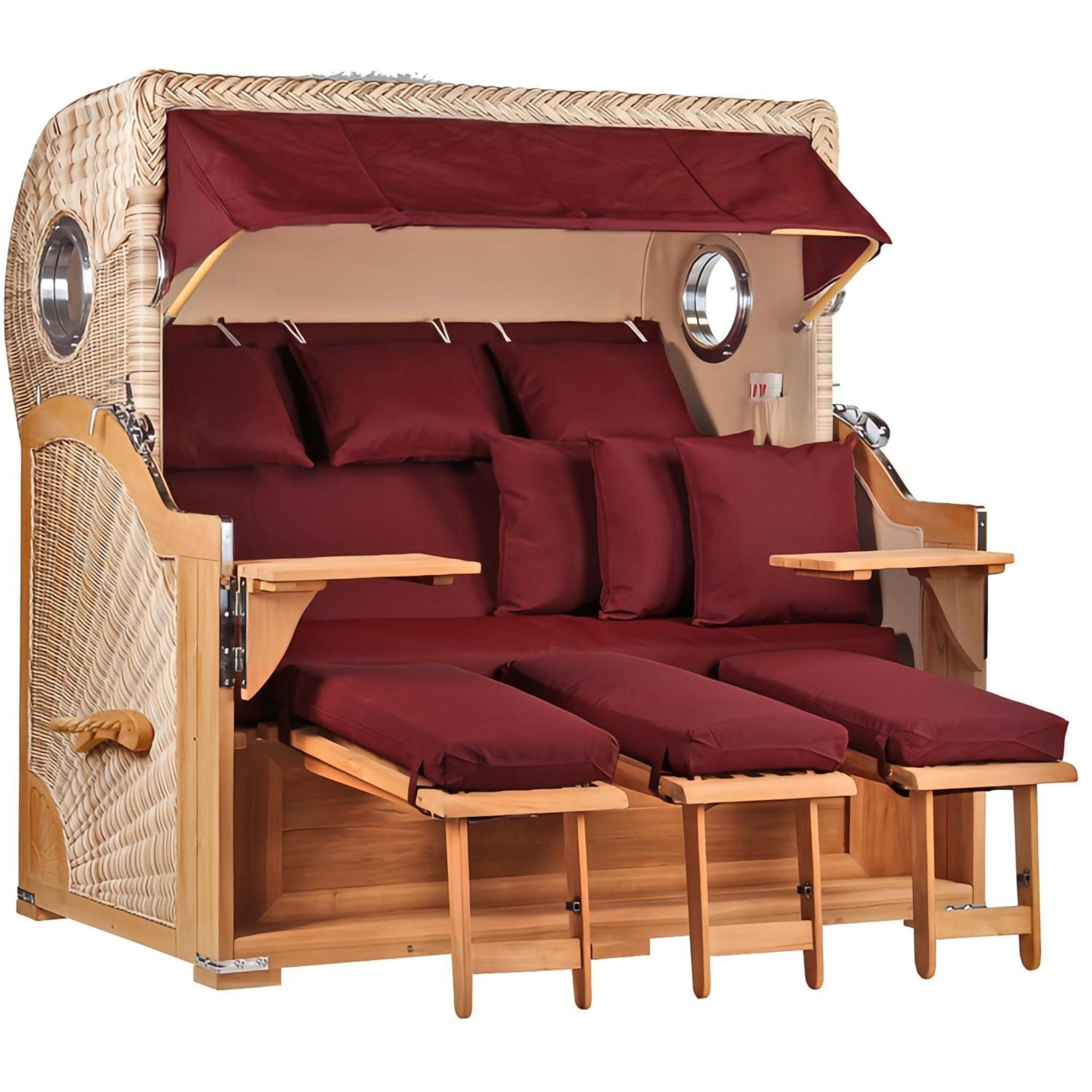 STRANDKORB XXL Baltikum mit Bullaugen - Rot/Braun, Metall (170/170/95cm) - Mr. Deko