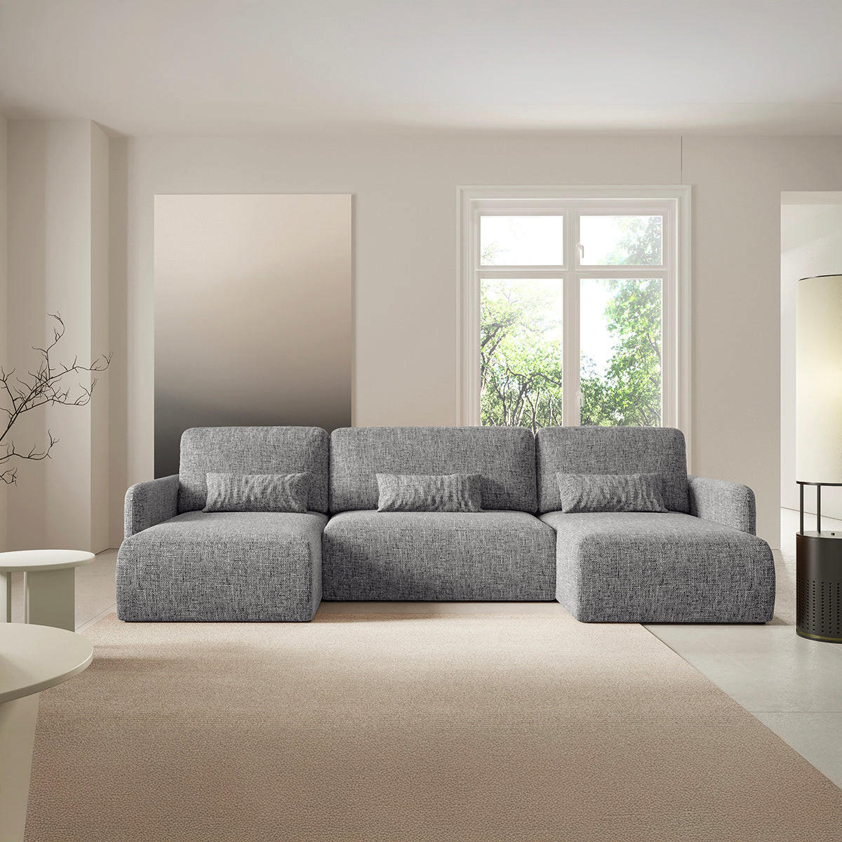 PANORAMASOFA Lazarus 4 Sitzplätze Grau - Grau, Holz (290/86/148cm) - Petits-meubles