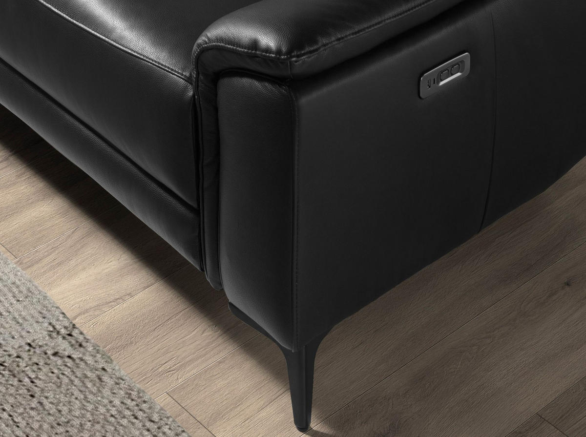 ECKSOFA Linkes Chaiselongue-Relaxsofa aus schwarzem Leder 272/168/96 cm - Schwarz, Leder (272/168cm) - ANGEL CERDA