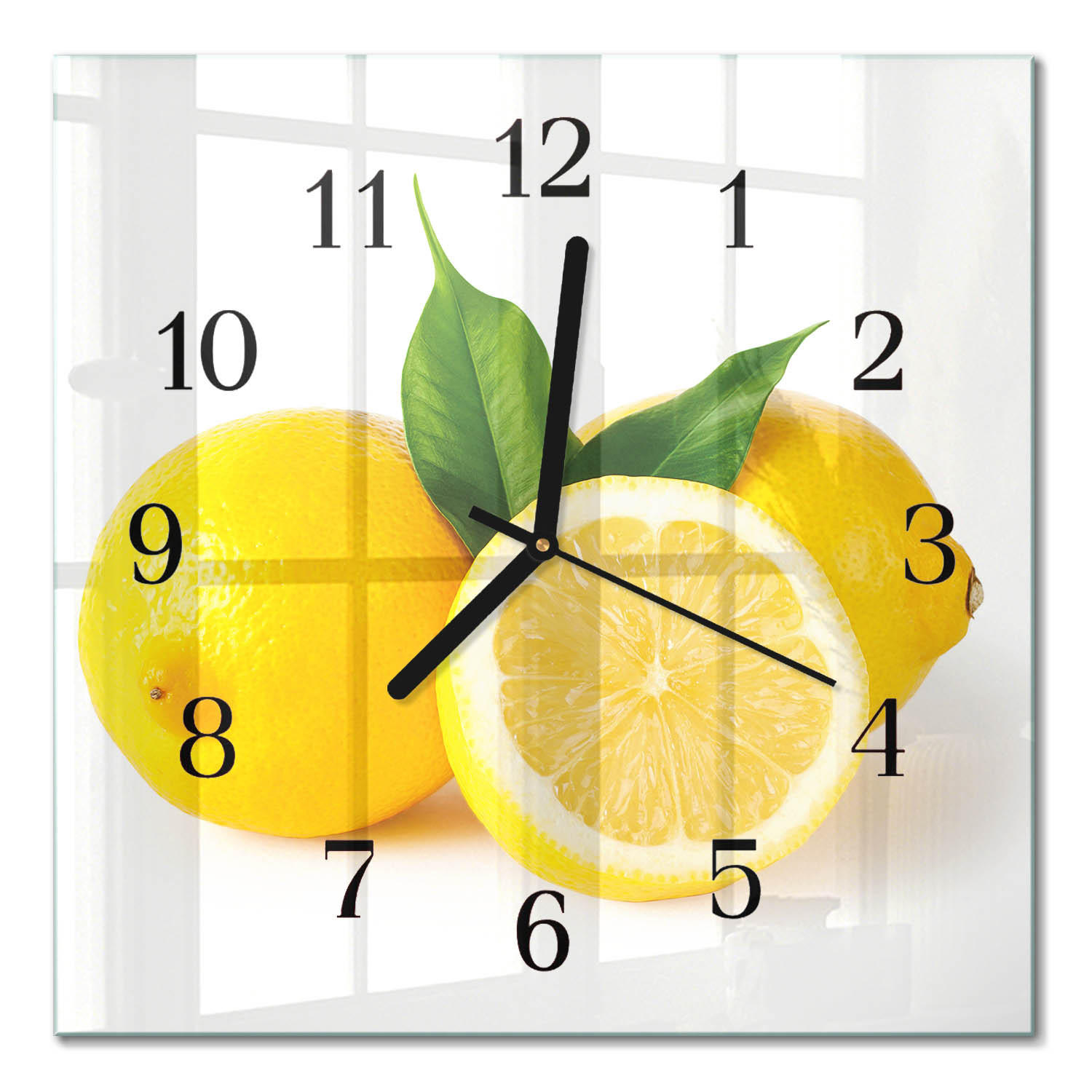 WANDUHR aus Glas 30x30 cm - Zitronen - Gelb, Glas (30/30/0.4cm) - TULUP