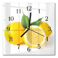 WANDUHR 30x30 cm - Zitronen - Gelb, Glas (30/30/0.4cm) - TULUP