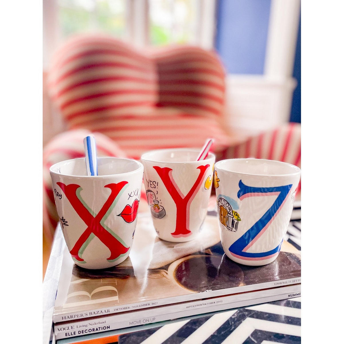 BECHER Love Letter Y in Bunt - 350 ml - Multicolor, Keramik (0.35L) - Blond Amsterdam