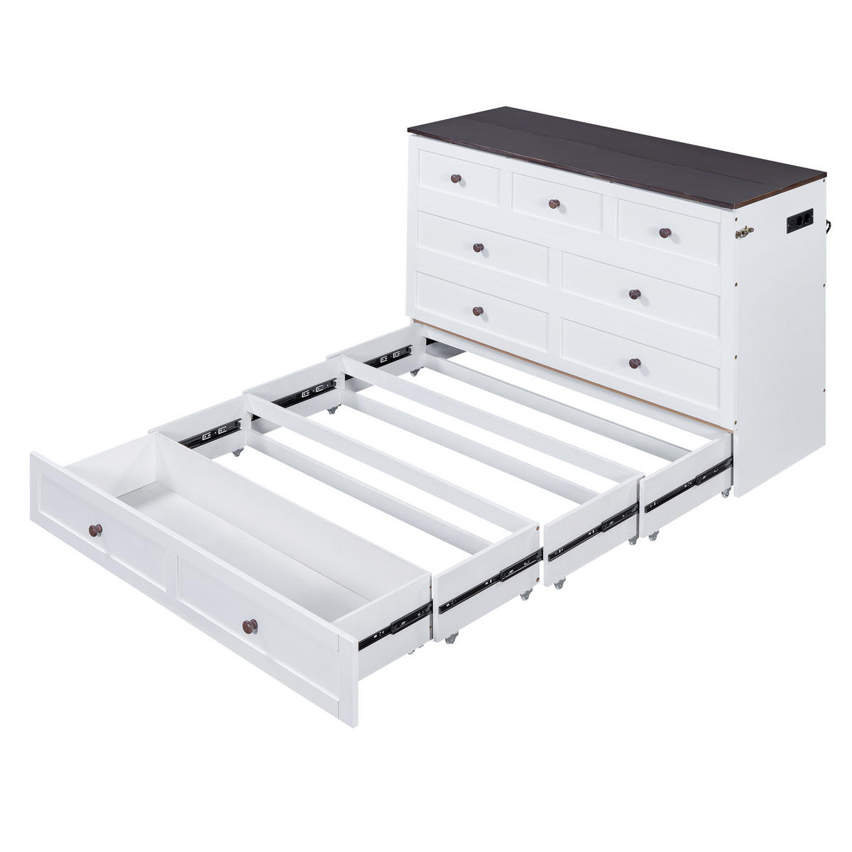 SCHRANKBETT 140/200 cm weiß mit Schubladen und Regal, umbaubar - Weiß, Holz (140/200cm) - OKWISH