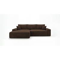 ECKSOFA VERONA links braun Cord Poso 6 - Schlaffunktion, Bettkasten - Braun, Textil (280/185cm) - Cornero