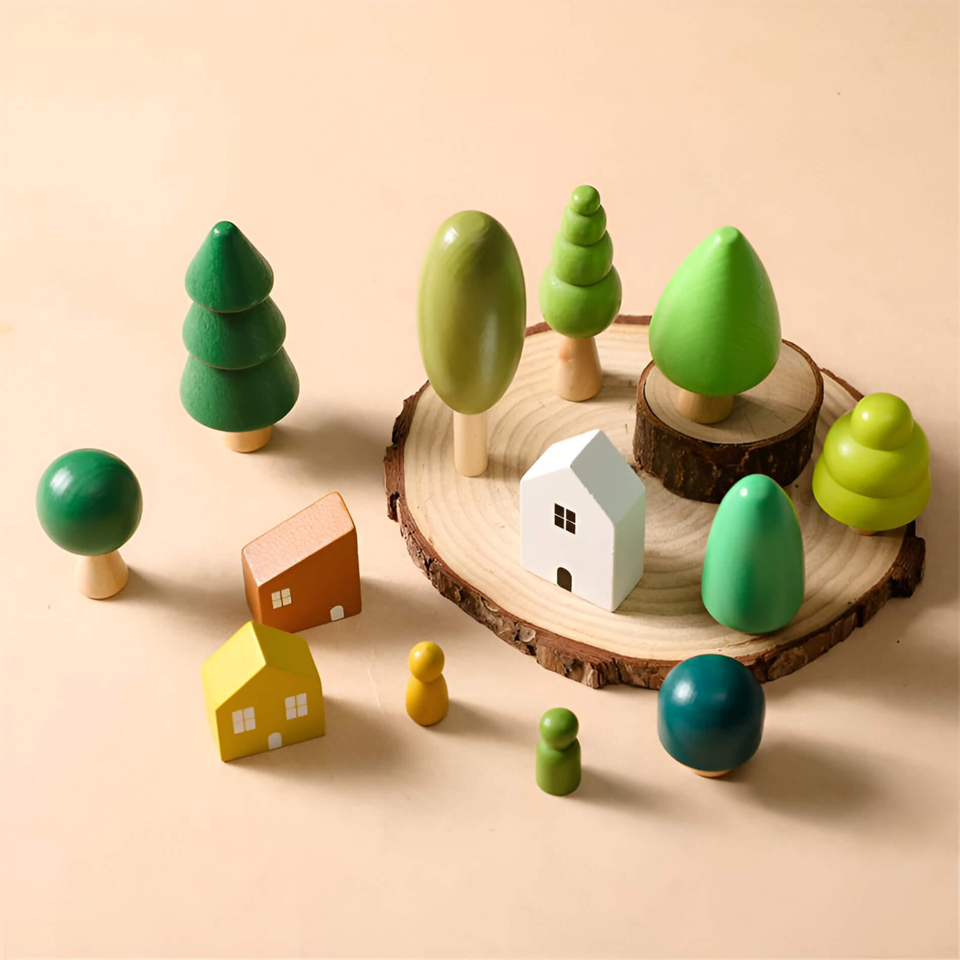 HOLZSPIELZEUG Wald und Dinosaurier - Multicolor, Holz (3.8/3.8cm)