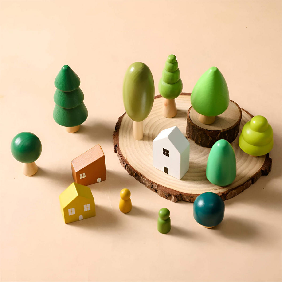 HOLZSPIELZEUG Wald und Dinosaurier - Multicolor, Holz (3.8/3.8cm)