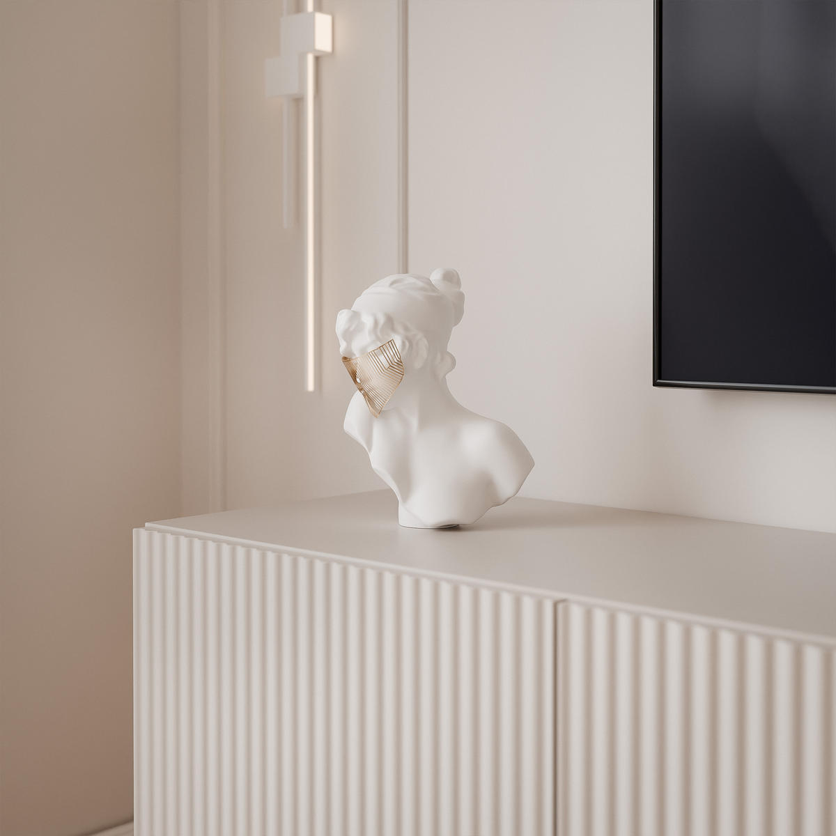 WOHNWAND ANGEL II Kaschmir hängend mit LED-Beleuchtung 200 cm - Kaschmir, Holzwerkstoff (200/36/40cm) - Idohome