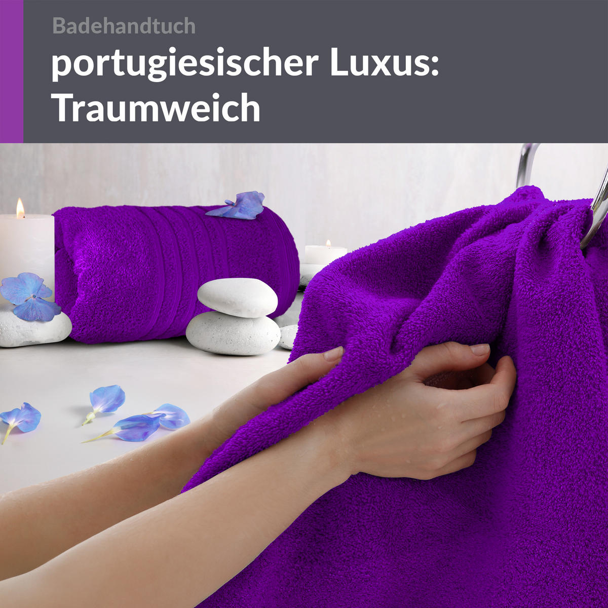 BADETUCH London Aubergine Lila 2er Set 100x150 - Aubergine, Textil (100/150cm) - Lashuma