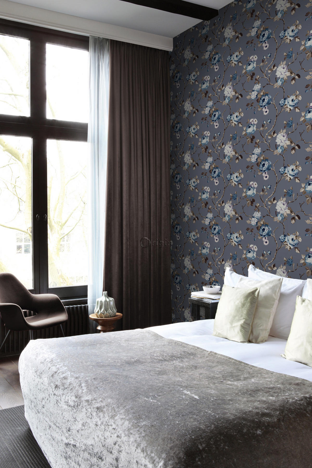 TAPETE Blumen 53 cm x 10.05 m - Türkis, Papier (53/1000cm) - Origin Wallcoverings