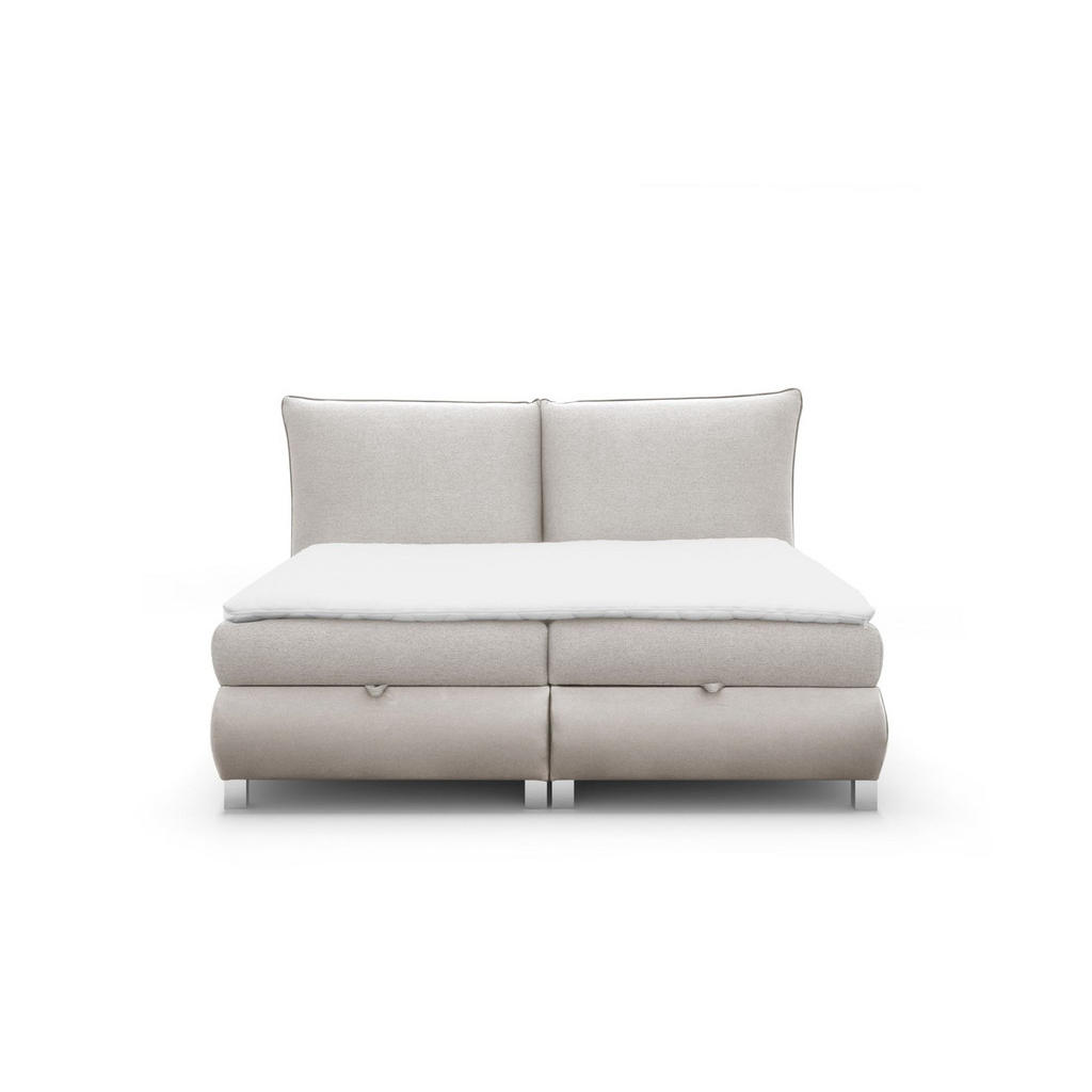 Thumbnail - Fun Möbel Boxbett, Beige, Textil, 140x200 cm, Schlafzimmer, Betten, Boxspringbetten