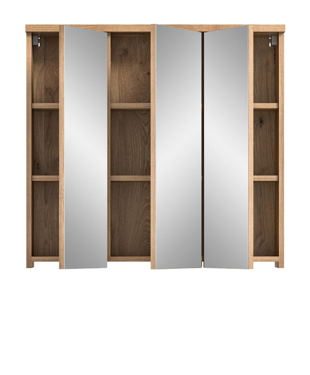 SPIEGELSCHRANK Eiche 80 cm, Badschrank mit Soft-Close - Eichefarben, Holzwerkstoff/Metall (80/75/20cm) - Inn.Furn