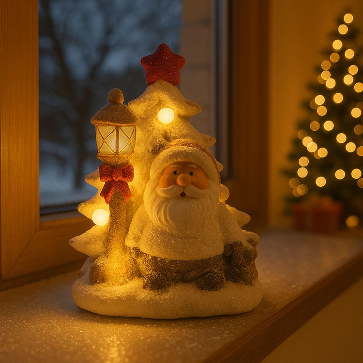 LED DEKOFIGUR Weihnachtsmann Bunt 2er Set - Multicolor, Kunststoff (14.5/12/22cm) - Globo Lighting