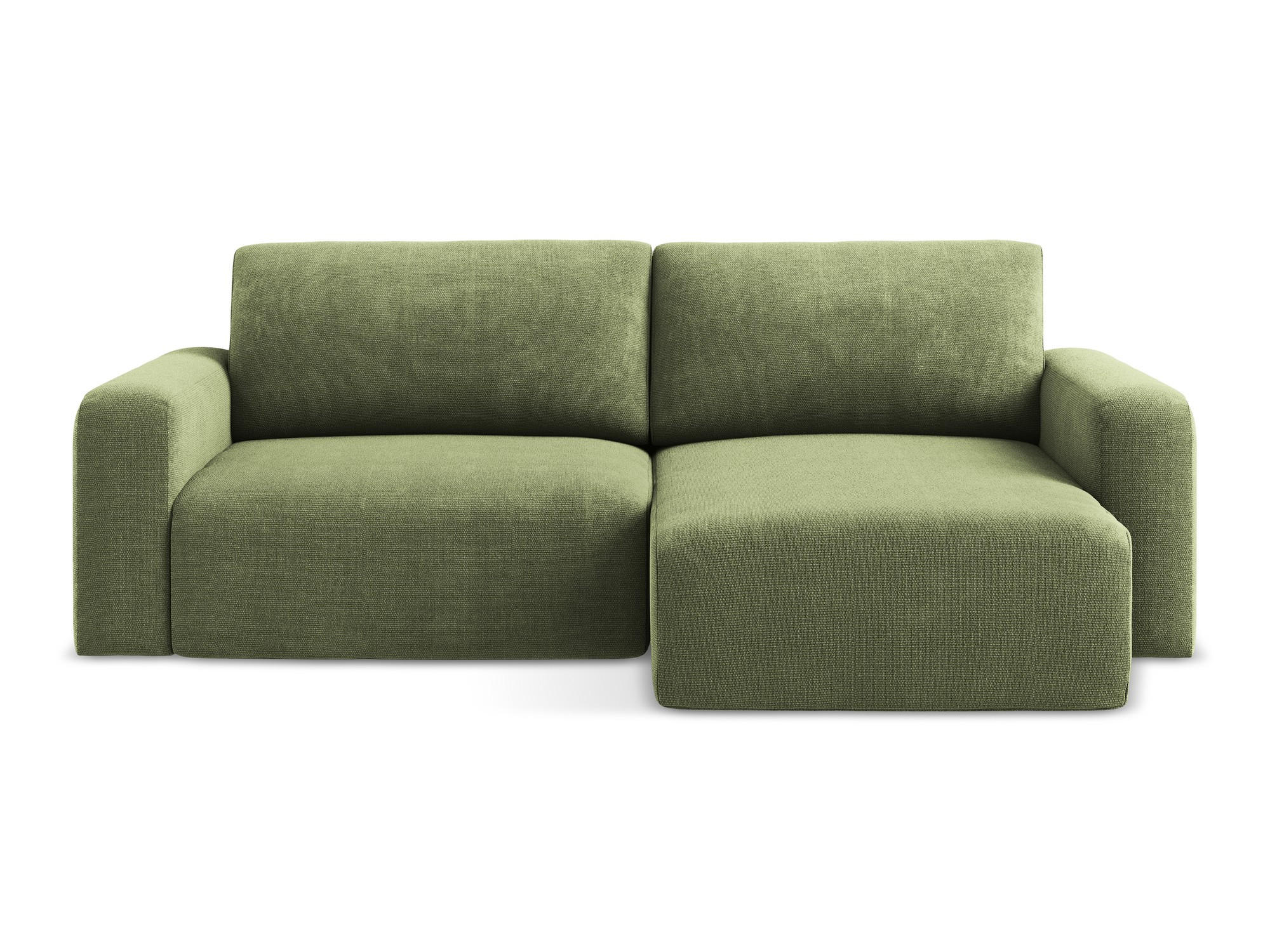 ECKSOFA mit Schlaffunktion rechts Chenille Stoff Grün - Schwarz/Grau, Kunststoff/Textil (244/149cm) - Makamii