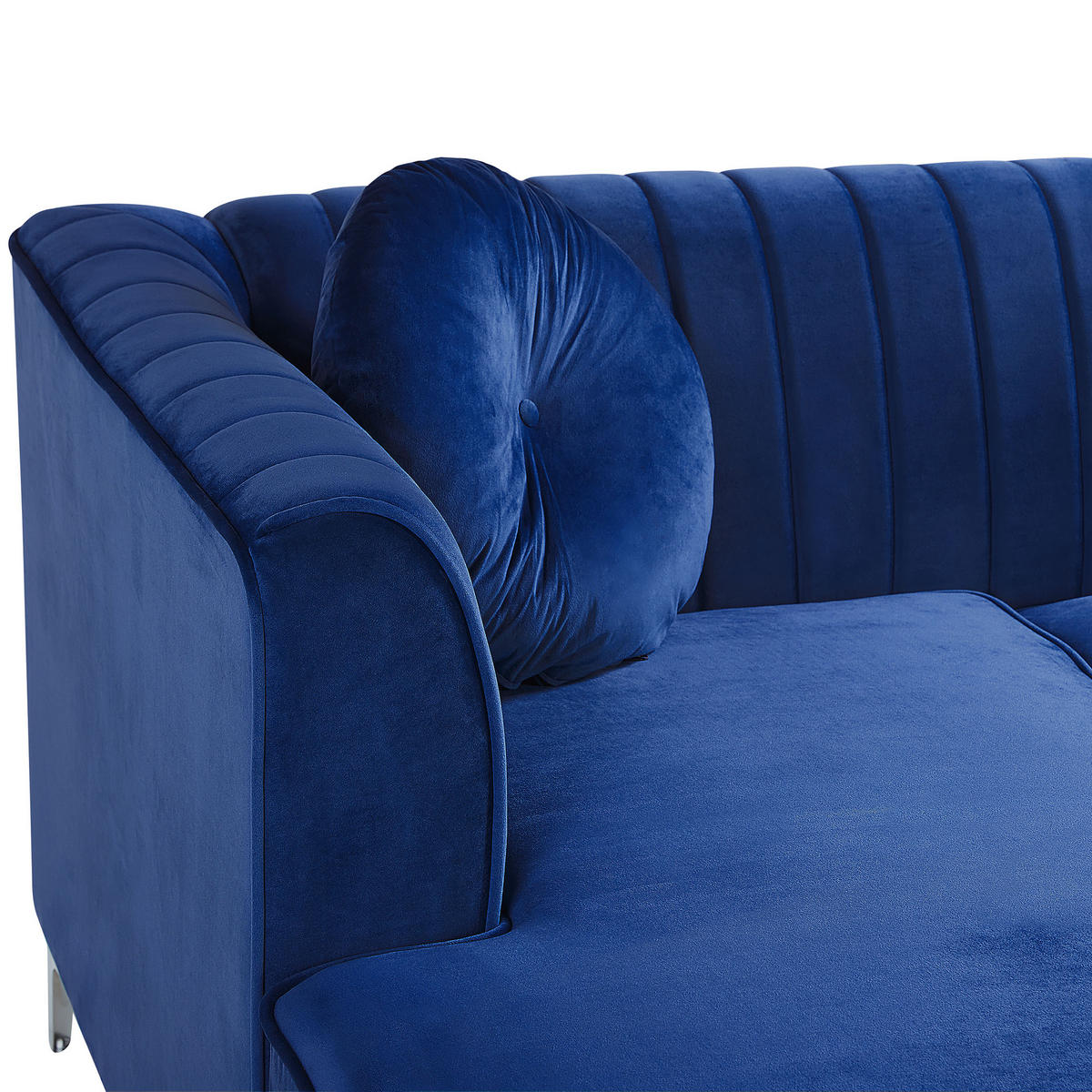 ECKSOFA Samtstoff Marineblau linksseitig Timra - Hellblau, Textil (220/160cm) - Beliani