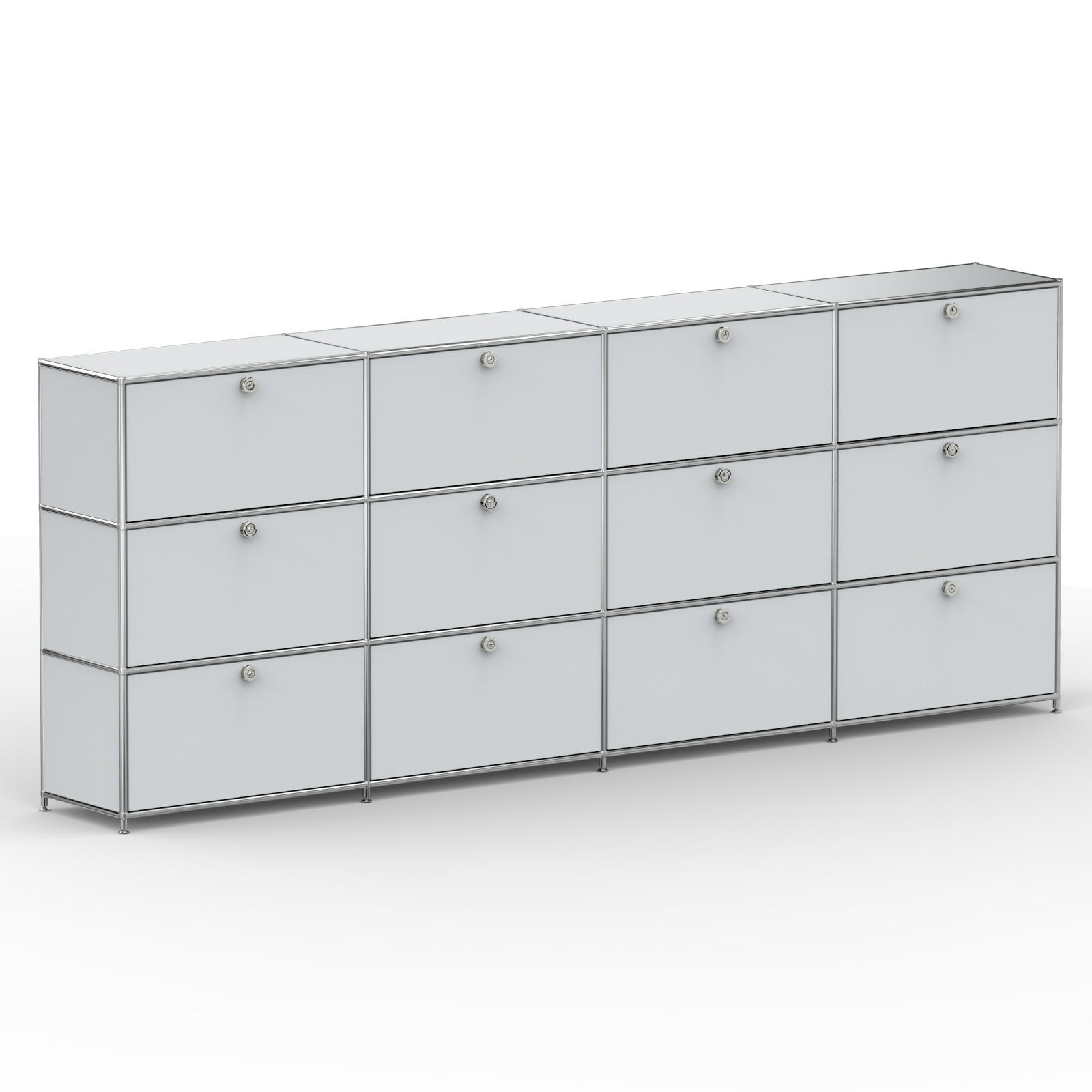 HOCHSCHRANK, 12 Schubladen, Schloss, Breite 302 cm, Lichtgrau - Chromfarben/Silberfarben, Metall (40/118/302.2cm) - Versee