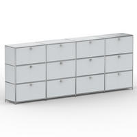 HOCHSCHRANK, 12 Klappen, Schloss, Breite 302 cm, Lichtgrau - Chromfarben/Silberfarben, Metall (40/118/302.2cm) - Versee