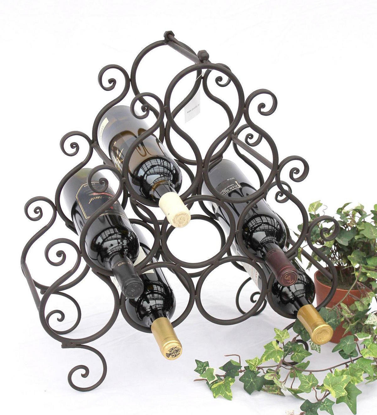 WEINREGAL für 10 Flaschen Metall Dunkelbraun 43/19/52 cm - Braun, Metall (43/52/19cm) - DanDiBo