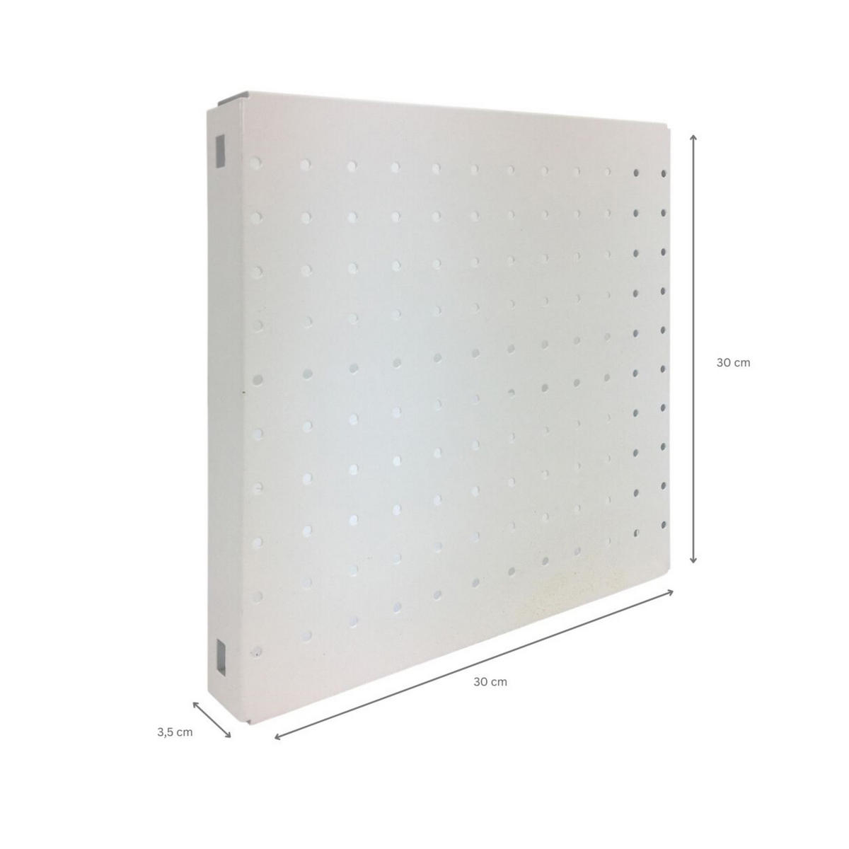 DOPPELPACK 2x Memoboard aus Stahl gelocht | HxBxT 30x30x3,5cm | Weiß | Lochblech Wandtafel Trägersystem - Weiß, Metall (30/30/3.5cm) - PROREGAL