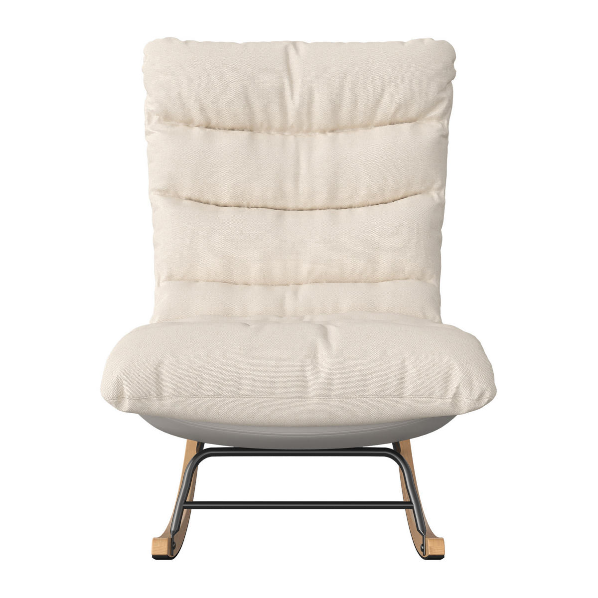 SCHAUKELSTUHL Relaxsessel mit abnehmbarem Kissen, Leinen, Beige - Beige, Holz (72/97/83cm)