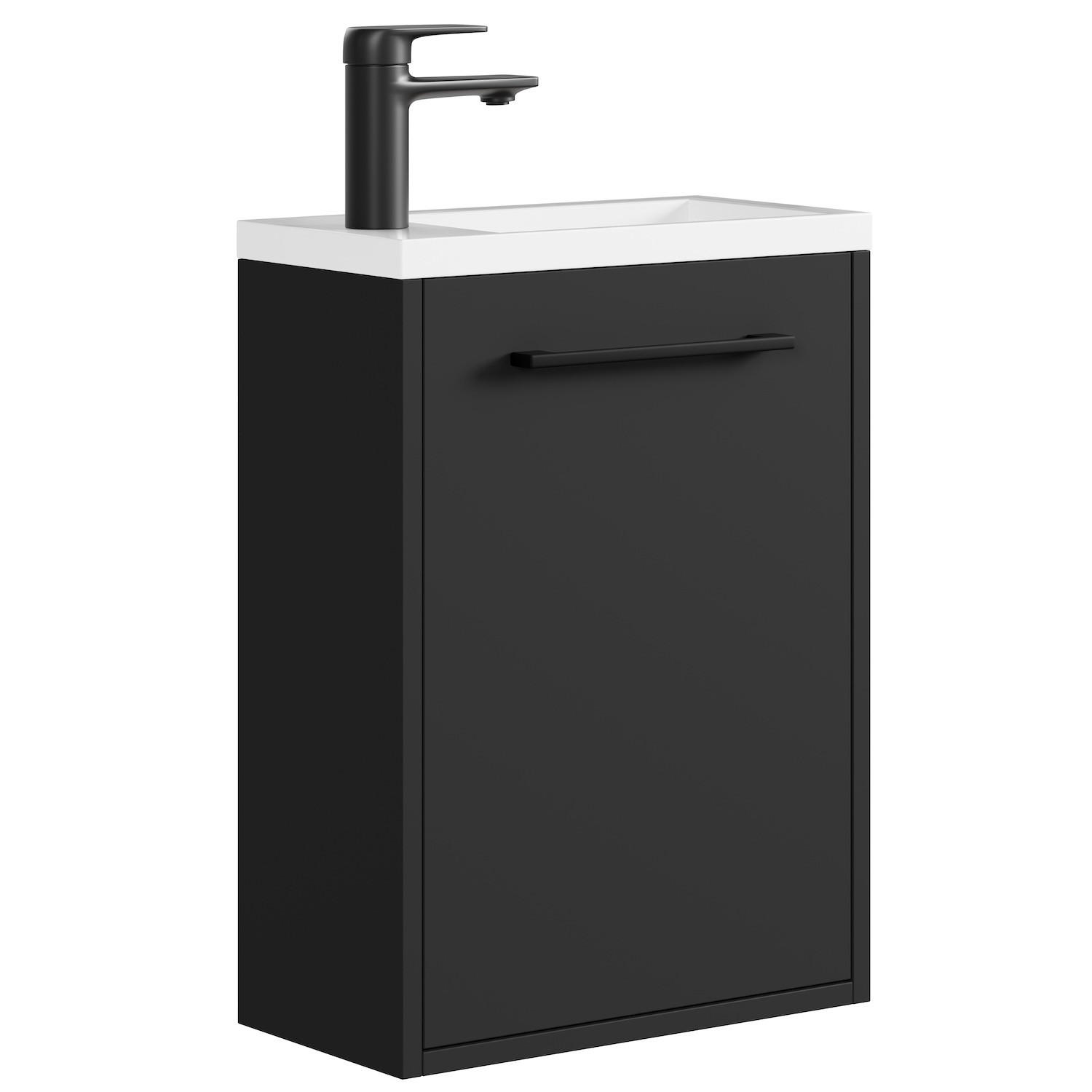 GÄSTE-WC-MÖBELSET Florence 2 Teile Schwarz Hochglanz - 40 x 22 x 50 cm - Schwarz, Holz (40/50/22cm) - Badplaats