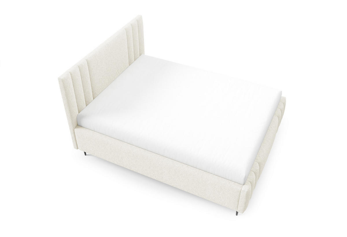 POLSTERBETT RIVIO LEG mit Beinen Bettkasten Lattenrost 140x200 Creme - Creme, Holz (140/200cm) - Furnistar