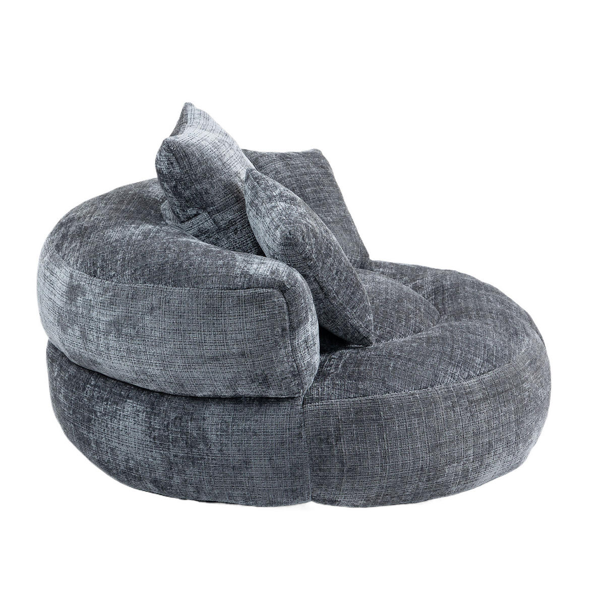 SESSEL 108/108/52 cm in Grau mit Chenillebezug und Armlehnen - Grau, Textil (108/52/108cm) - BEAOK