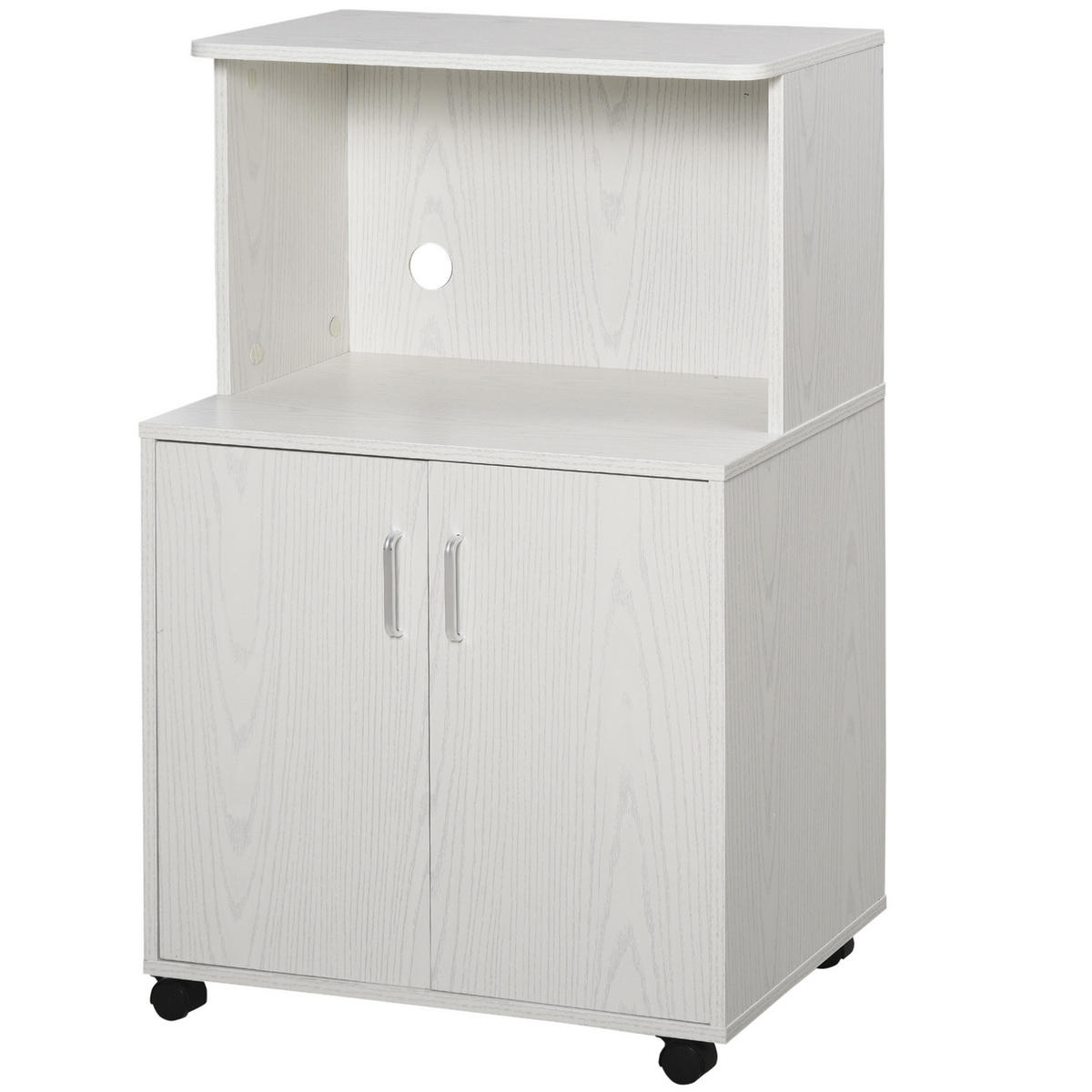 MIKROWELLENROLLWAGEN DE-10985 2 Türen mit Kabeldurchlass Weiß - Weiß, Holzwerkstoff (40/97/60cm) - ComfortXL