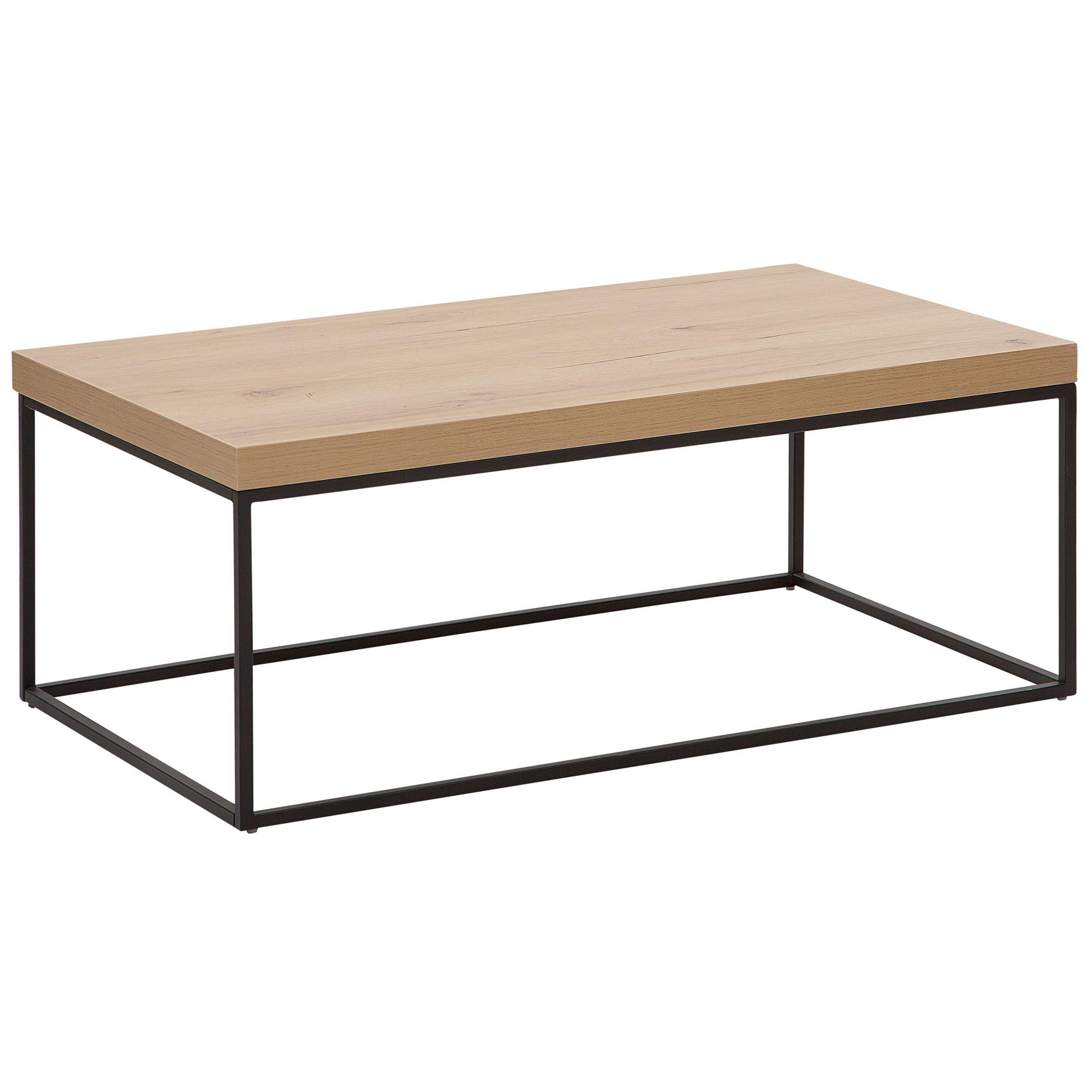 COUCHTISCH heller Holzfarbton/schwarz rechteckig 100/60/40 cm Delano - Hellbraun/Schwarz, Holzwerkstoff (60/100/40cm) - Beliani