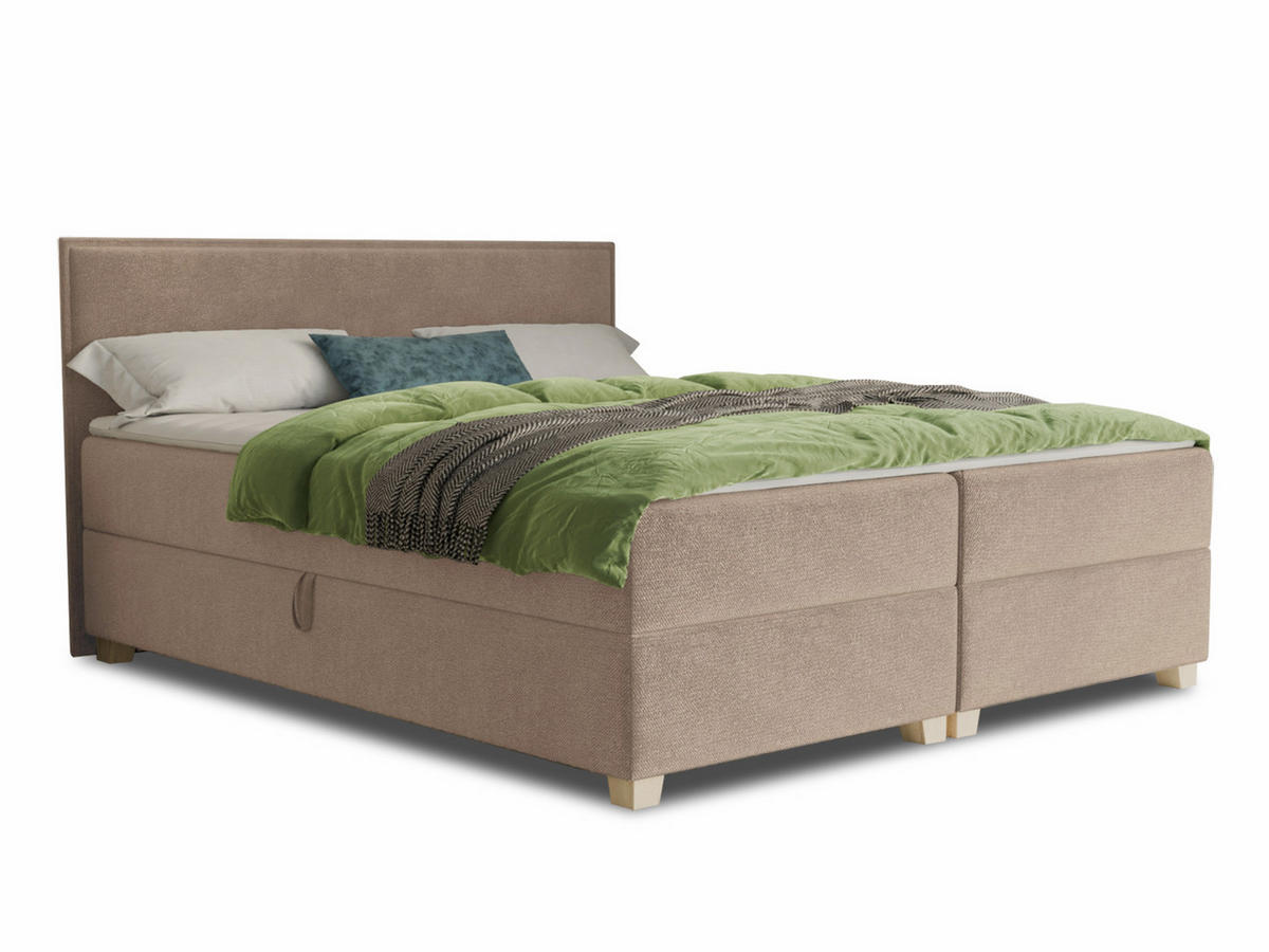 BOXBETT Fren - 180x200 - beige (Paros 02, Velvet) - Beige, Holz/Holzwerkstoff (180/200cm) - Sofnet