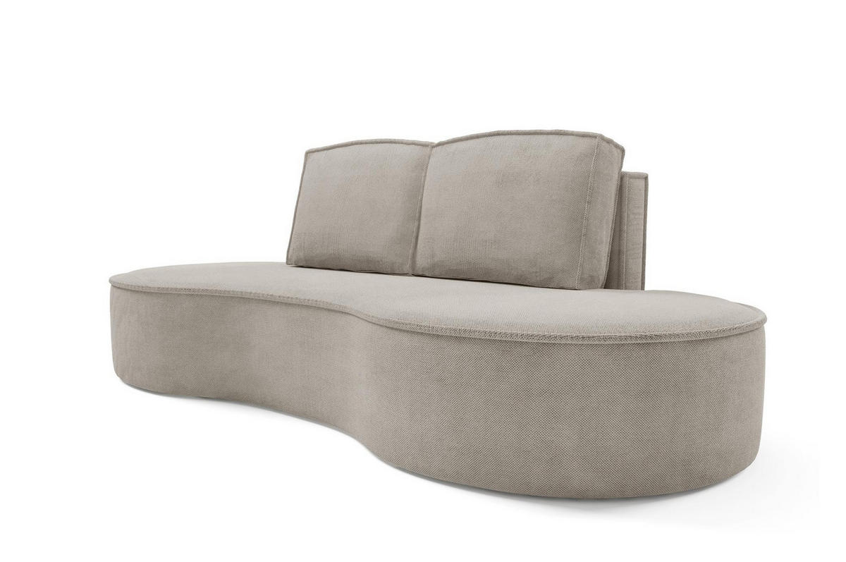 SOFA Flow Kaltbeige, mit Kissen in Curio Stoff - Beige, Holzwerkstoff (234/88/101cm) - Bettso
