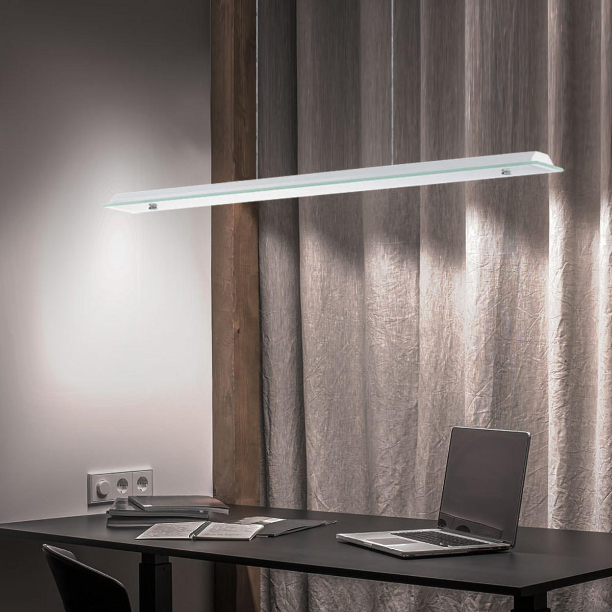 LED HÄNGELEUCHTE Stahl Weiß satiniert - Weiß, Glas (67/7/110cm)