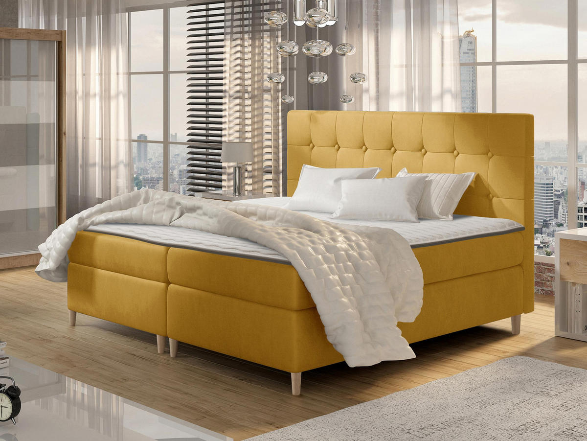 BOXBETT Avanti - Gelb, Holz/Textil (160/200cm) - MIRJAN24