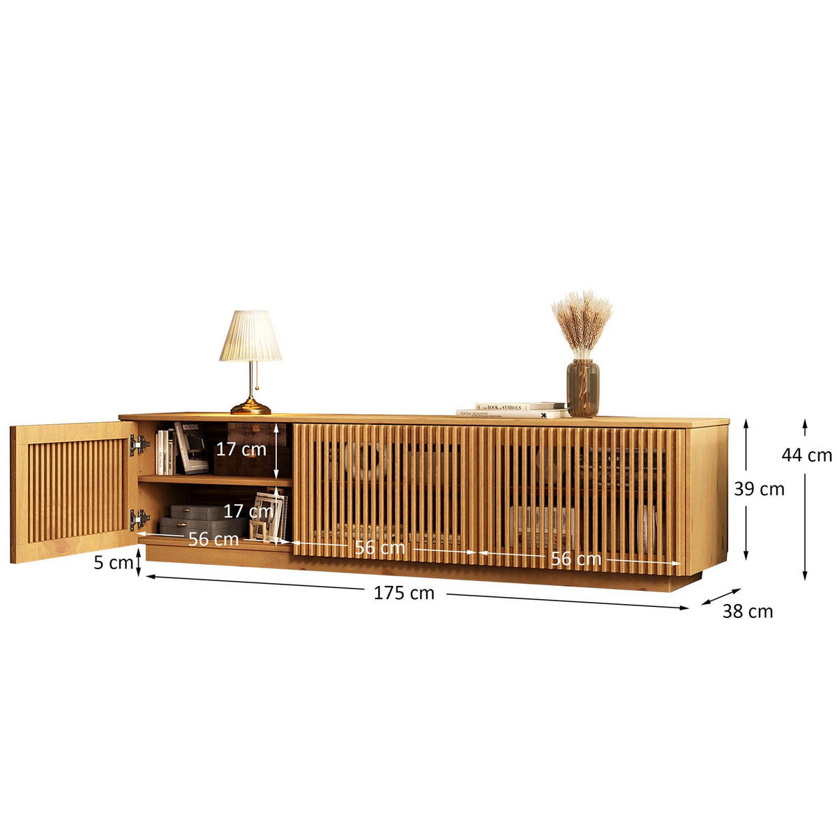 LOWBOARD OLE Eiche - Eichefarben, Holz (175/37/38cm) - IDIMEX