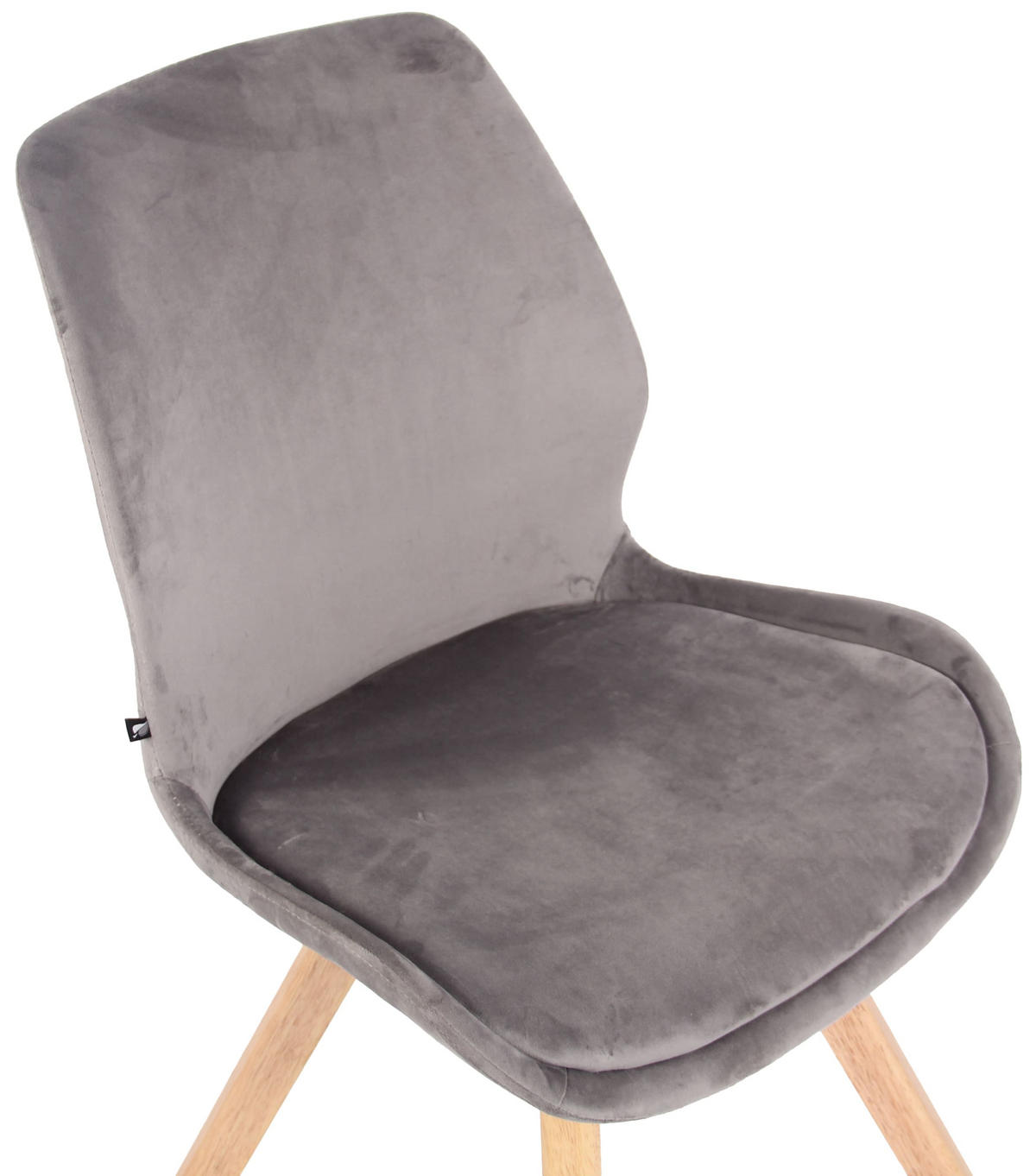 STUHL Samt grau - Eukalyptusholzfarben/Grau, Holz/Textil (49/87.5/58cm) - CLP