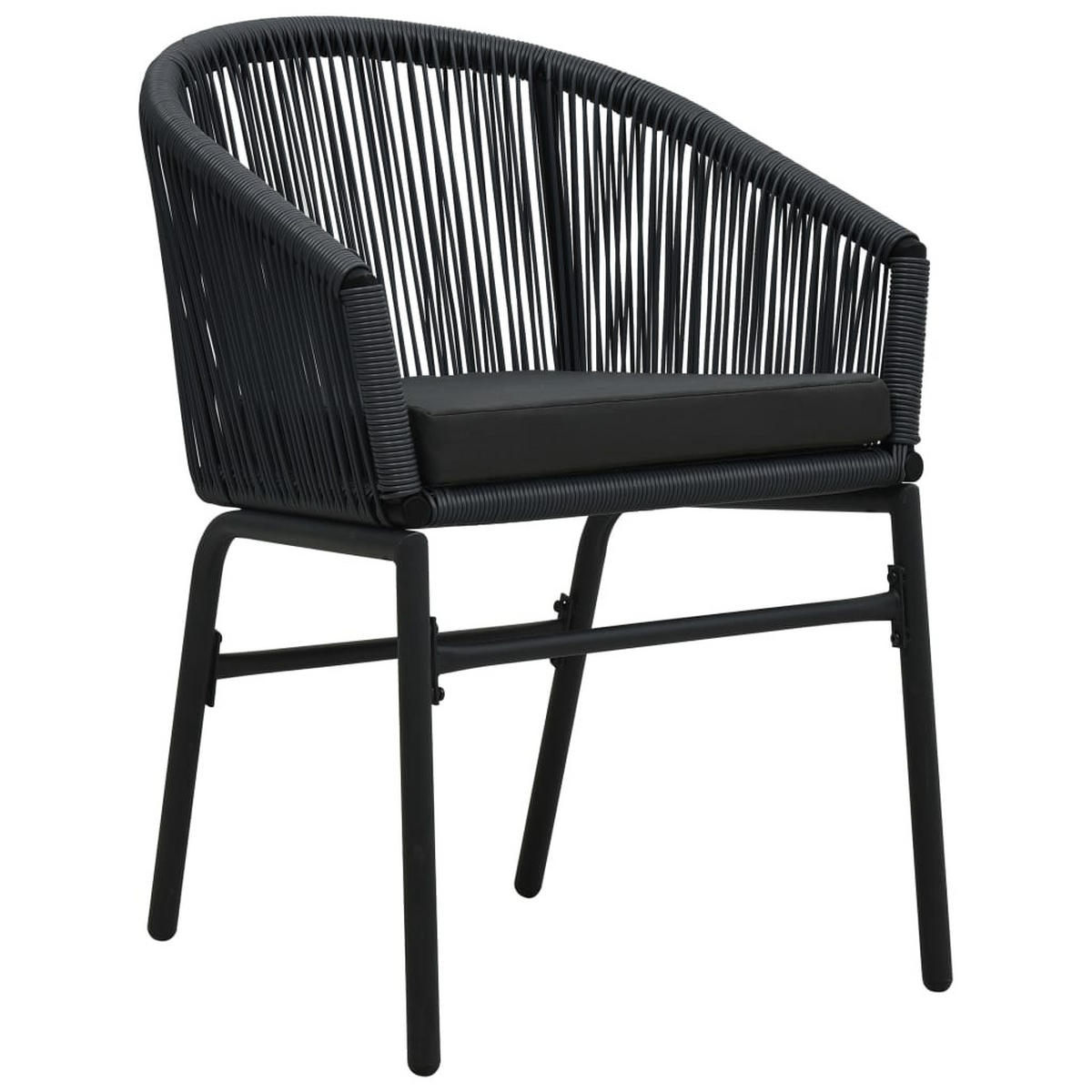 GARTENSTÜHLE 2 Stk. Schwarz PE-Rattan - Schwarz, Holz (58/78/58cm) - furnicato