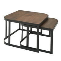 BEISTELLTISCH 2er Set Mango Massivholz Eisen Abgerundete Ecken TIMAVO, Schwarz - Schwarz, Holz/Metall (60/60/40cm) - KADIMA DESIGN
