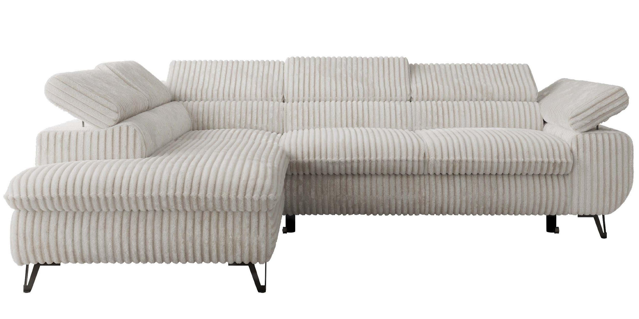 ECKSOFA PABLO L Beige Cord - Links Seite mit Visco Topper - Beige/Schwarz, Textil/Metall (208/273cm) - MKS