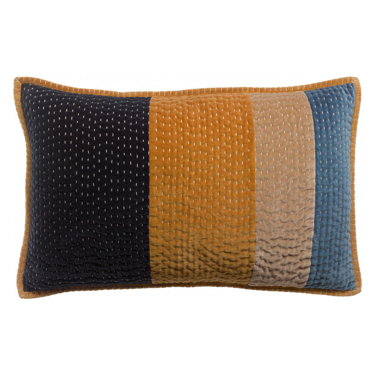 KISSEN Elise Patchs kobalt 40 x 65 cm - Gelb/Dunkelblau, Textil (40/65cm) - Vivaraise