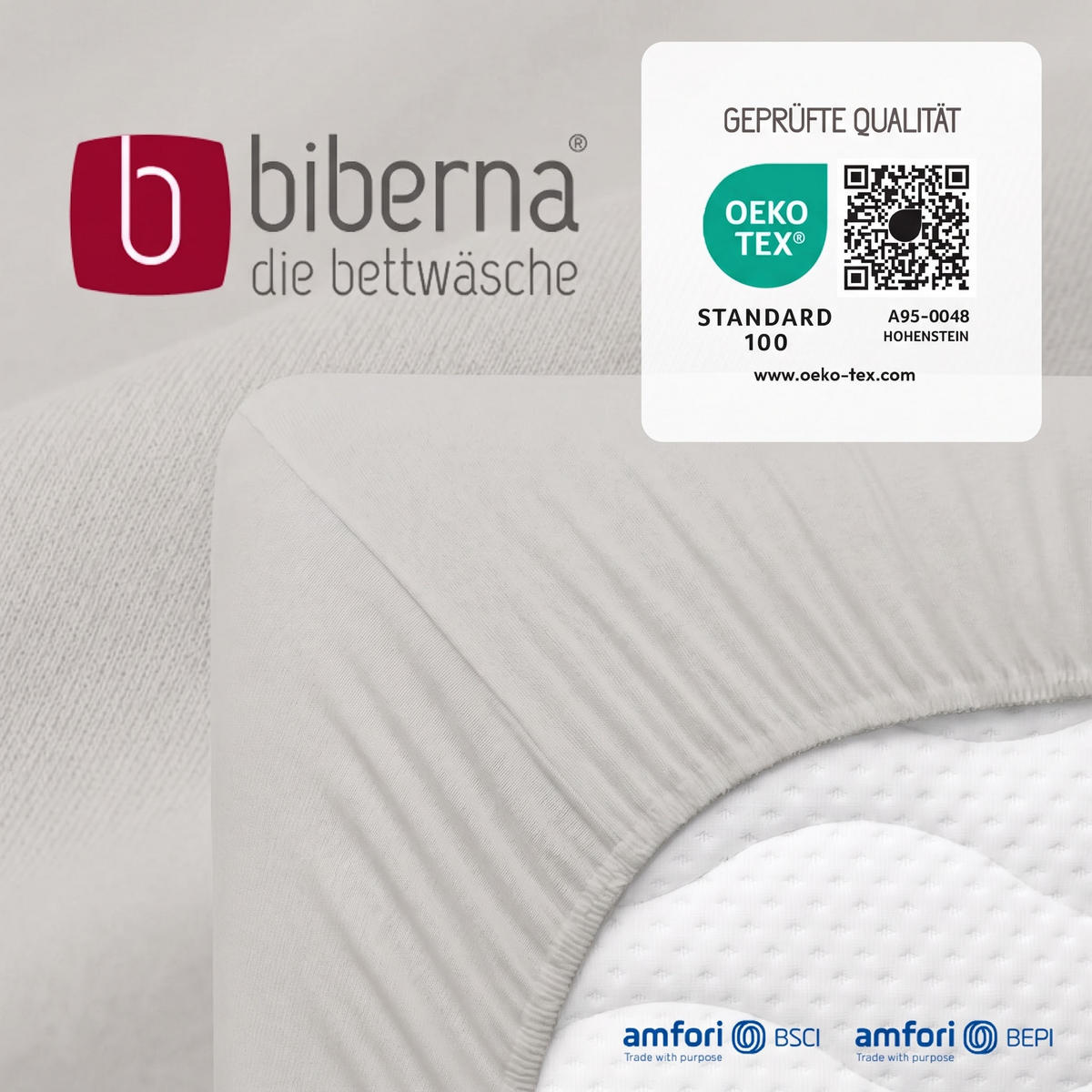 SPANNBETTTUCH Basic Jersey sturmgrau, 180x200 cm - 200x200 cm - Grau, Textil (200/200cm) - biberna