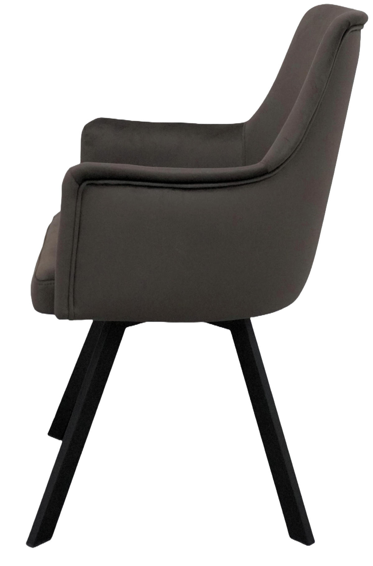 ARMLEHNENSTUHL Sello schlamm mit T-Fuß drehbar - Schlammfarben/Schwarz, Textil/Metall (55/90/58cm) - INKA furniture