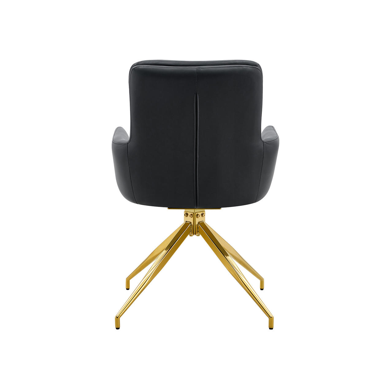 DREHSTUHL 2er-Set 360° drehbar PU Schwarz Metall Goldfarben - Schwarz, Metall (50/85/55cm) - Meubliv