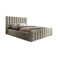 POLSTERBETT Bett Mona VII gepolstert langlebig, modernes Design, geräumiger Bettkasten, pflegeleichter Stoff 200x200 cm, beige - Beige/Schwarz, Holzwerkstoff/Kunststoff (200/200cm) - DomoHome